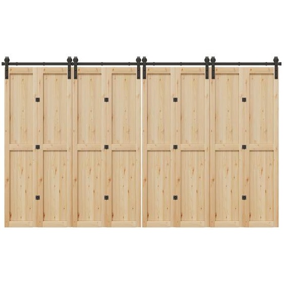 Kit de quincaillerie de porte coulissante 366 cm acier noir