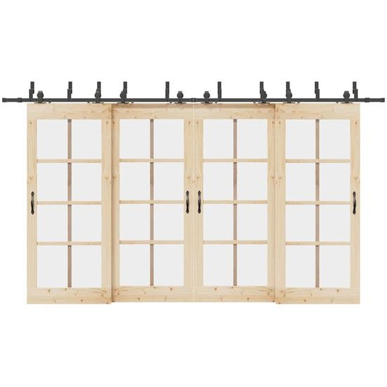 Kit de quincaillerie de porte coulissante 400 cm acier noir