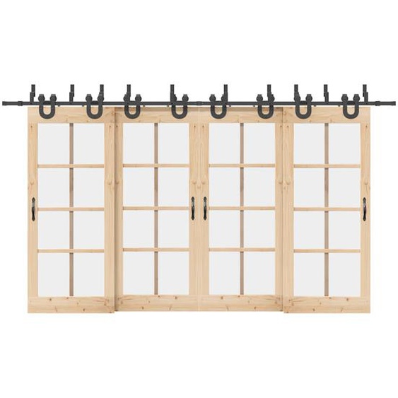 Kit de quincaillerie de porte coulissante 400 cm acier noir