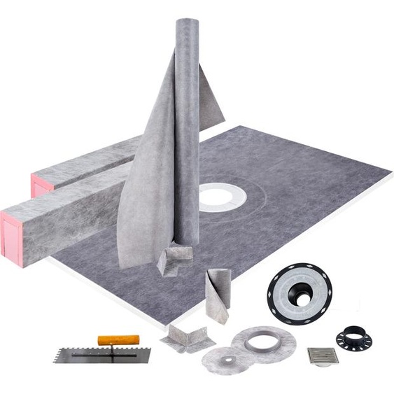Kit de rebords de douche SucceBuy, 48 x 72 pouces, support étanche avec bride en PVC, grille en acier inoxydable, rebords réglables et barres de pente pour projets de salle de bains