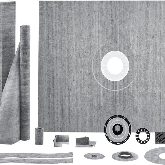 Kit de rebords de douche VEVOR,1524 x 1219 x 28 mm Kit de receveur de douche avec bride centrale en ABS de 2 pouces, membrane étanche, grille en acier inoxydable et joint détanchéité, barres de pente pour receveur de douche adaptées à la salle de bains