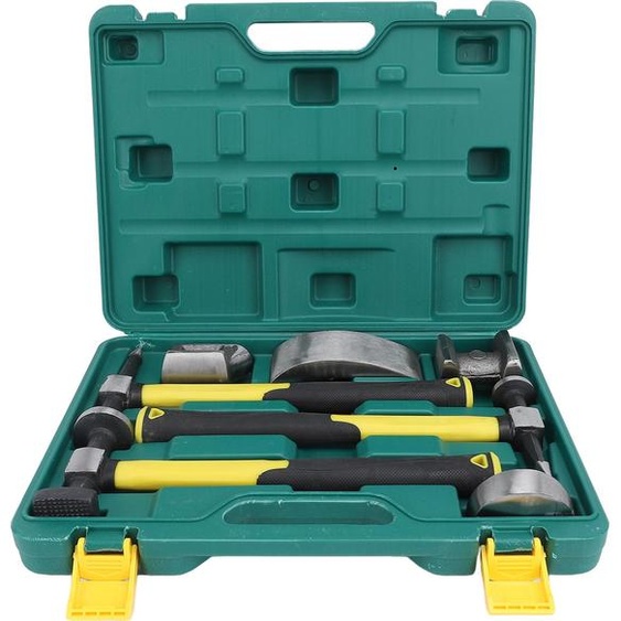 kit de réparation de carrosserie 7 pièces en acier au carbone, kit robuste de marteau et de dolly, outils de débosselage avec boîte pour voitures et camions