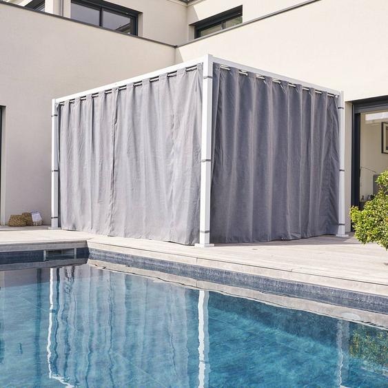 Kit de rideaux et rails pour tonnelle ZALYA Blanc   Ardoise 4 x 3 m - + Hespéride