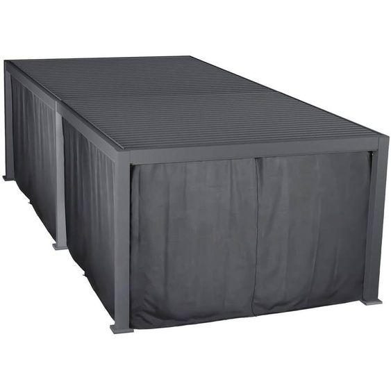 Kit de rideaux, moustiquaires et rails pour pergola bioclimatique EVORA Ardoise 6 x 3,6 m - 8 rails, rideaux Hespéride