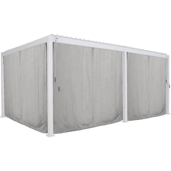 Kit de rideaux, moustiquaires et rails pour pergola bioclimatique EVORA Gris clair 6 x 3,6 m - 8 rails, rideaux Hespéride