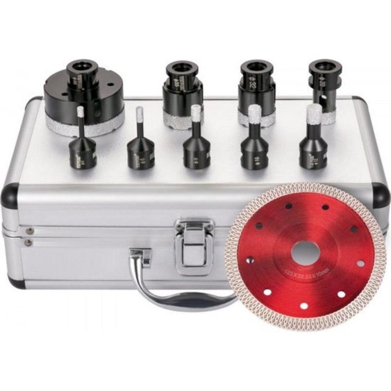 Kit de scies cloches diamantées PRO - 9 pièces - 5-68 mm - Pour carrelage, céramique, marbre et granit - A sec/à leau