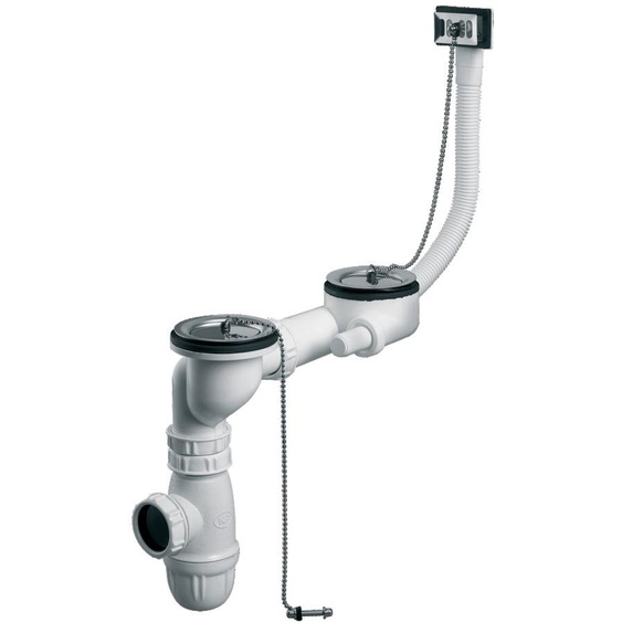 Kit de vidage complet pour évier 2 cuves D50 avec trop plein - VALENTIN - 00 784500 000 00