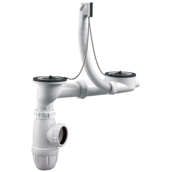 Kit de vidage complet pour évier 2 cuves D50 avec trop plein - VALENTIN - 00 784500 000 00