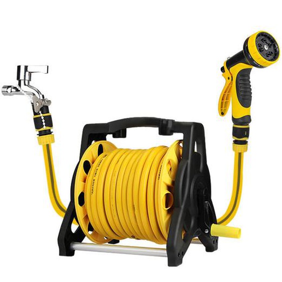Ultrixe - Kit dévidoir Dévidoir compact avec tuyau 20 m, haute stabilité, adaptateur, lance multijets, poignée de transport, Prêt à lEmploi, pour