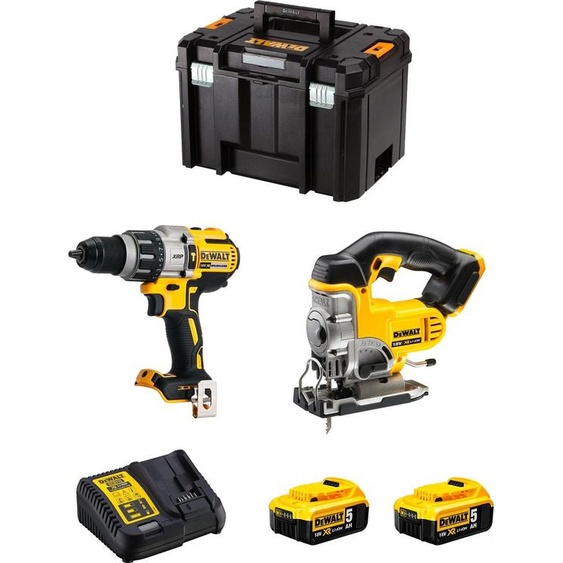 Kit DeWALT DWK213 (DCD996 + DCS331 + 2 x 5.0 Ah + DCB115 + TSTAK VI)