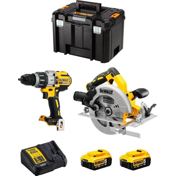 Kit DeWALT DWK216 (DCD996 + DCS570 + 2 x 5.0 Ah + DCB115 + TSTAK VI)