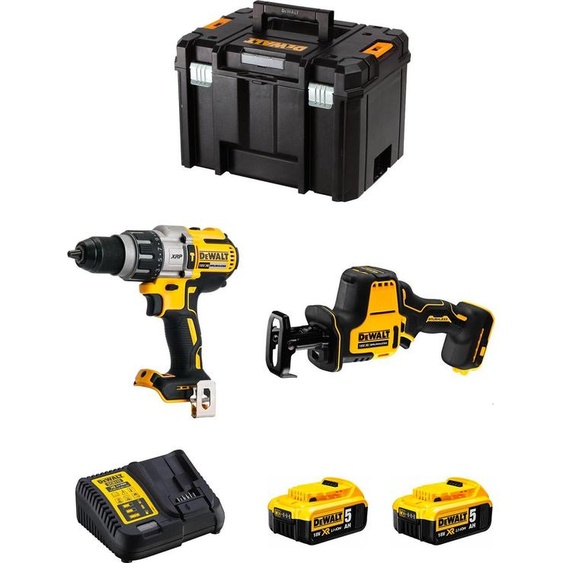 Kit DeWALT DWK217 (DCD996 + DCS369 + 2 x 5.0 Ah + DCB115 + TSTAK VI)