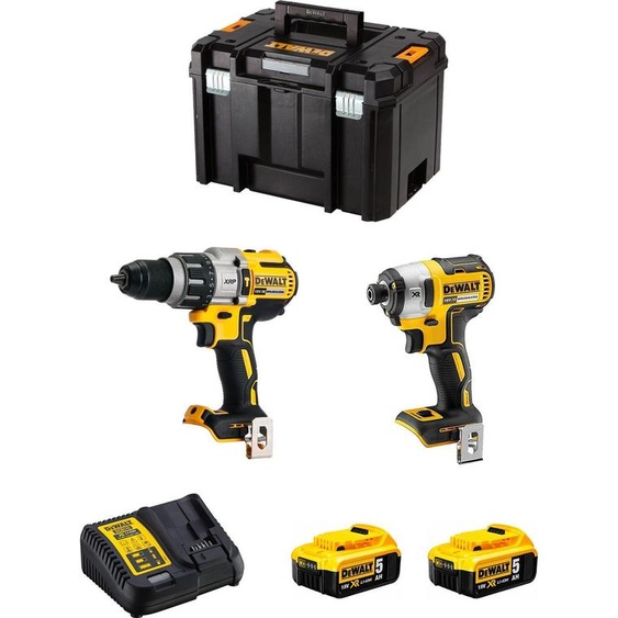 Kit DeWALT DWK224 (DCD996 + DCF887 + 2 x 5.0 Ah + DCB115 + TSTAK VI)