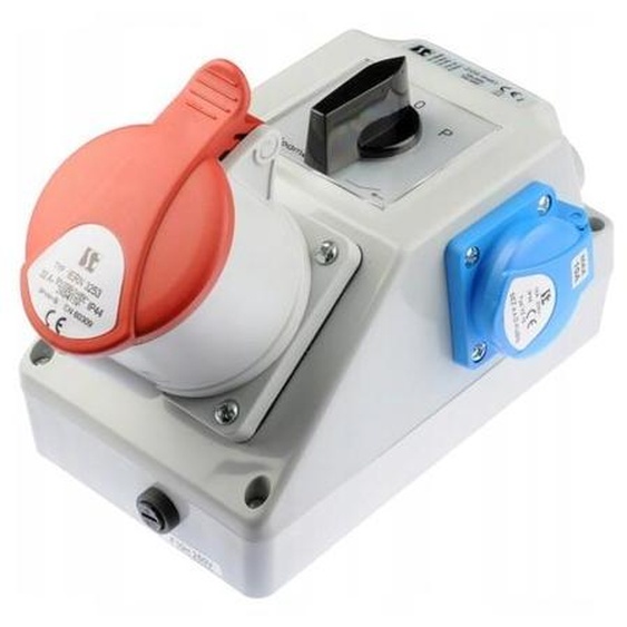 Kit Dinstallation Avec Prise 32A 5P+2P+Z (L-0-P) Rouge - E145Ey-Sp016