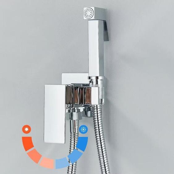 Onyzpily - Kit Douchette wc Encastré Douchette Toilette wc Mural avec Flexible 1.5m Tuyau Chromé