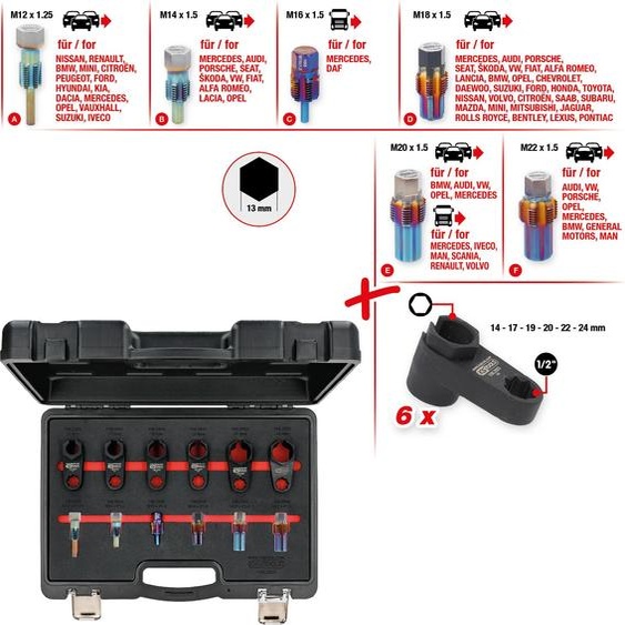 Kit doutils de réparation Master pour sondes déchappement, 12 pièces