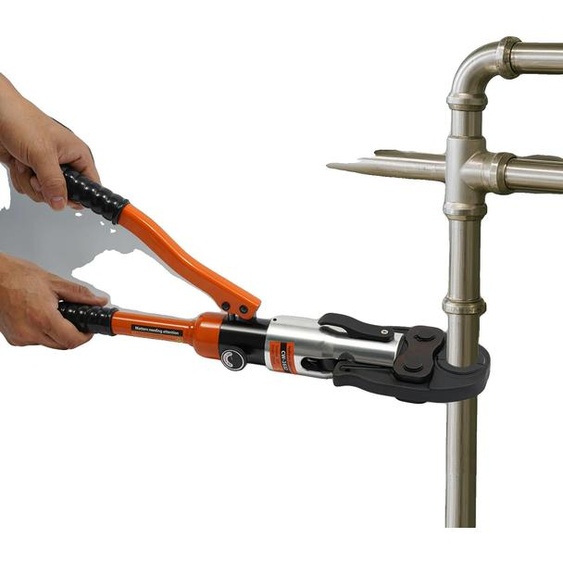 Kit doutils de sertissage, en acier et aluminium de haute qualité, dimensions : 14,5 x 3,5 x 1,3 pouces, compatible avec 7 mors de sertissage interchangeables, pression maximale de 10 tonnes, idéal pour les réparations de tuyaux et les travaux électriques