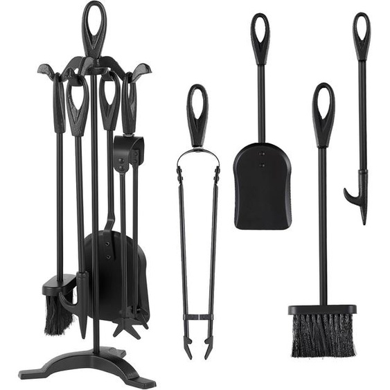 Kit doutils pour cheminée, 5 pièces, en fer forgé, 64 cm