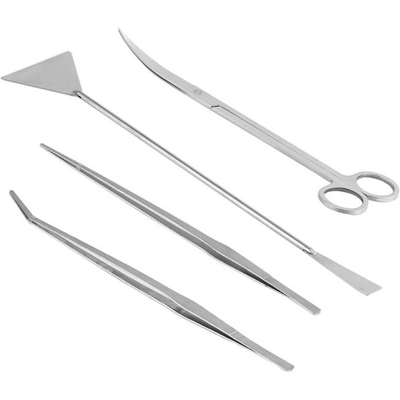 Kit doutils pour laménagement aquatique, comprenant 4 pièces, en acier inoxydable, pour lentretien de laquarium