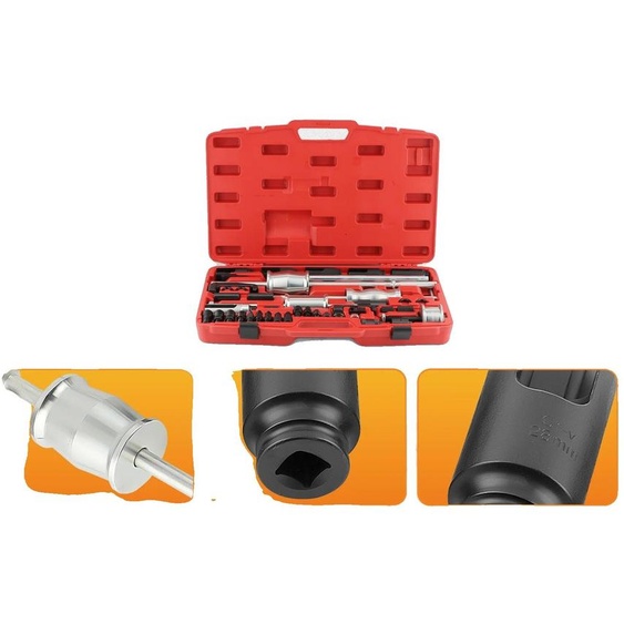 Kit doutils pour le retrait des injecteurs diesel, 40 pièces, compatible avec différents types dinjecteurs diesel, en acier au carbone, poids : 3,9 kg. Installation professionnelle recommandée