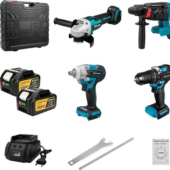 Kit doutils sans balais, tension 18V, perceuse électrique avec couple de 65Nm, 2 batteries