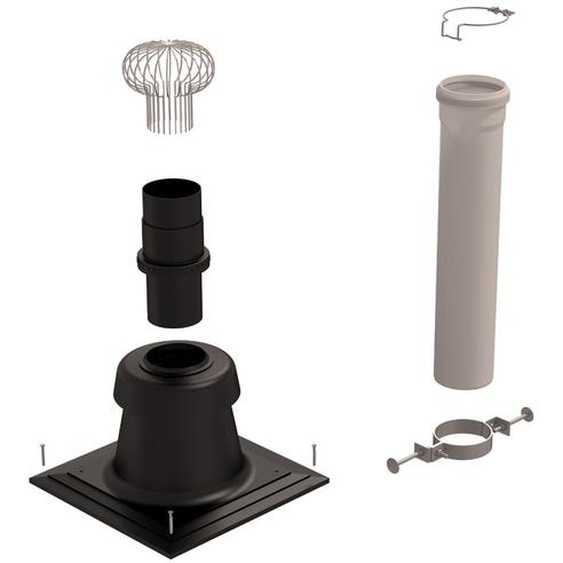 Kit entrée plafond CHEMILUX B22p-B23p D110mm noir pour flexible UBBINK 100019