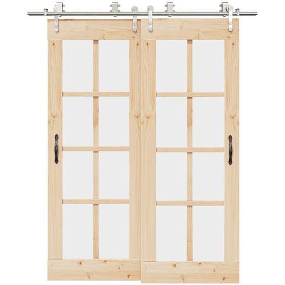 Kit fixation porte coulissante 183 cm Acier inoxydable Argenté