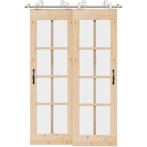 Kit fixation porte coulissante 183 cm Acier inoxydable Argenté