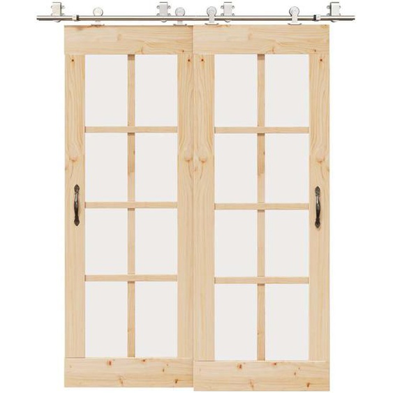 Kit fixation porte coulissante 183 cm Acier inoxydable Argenté