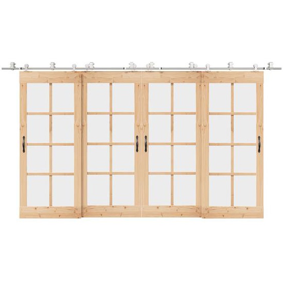 Kit fixation porte coulissante 200 cm Acier inoxydable Argenté