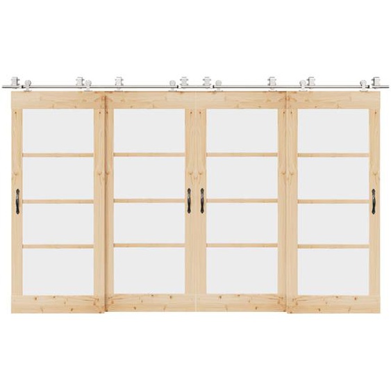 Kit fixation porte coulissante 366 cm Acier inoxydable Argenté