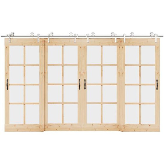 Kit fixation porte coulissante 366 cm Acier inoxydable Argenté