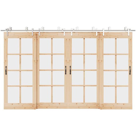 Kit fixation porte coulissante 366 cm Acier inoxydable Argenté