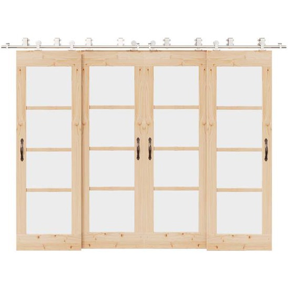 Kit fixation porte coulissante 366 cm Acier inoxydable Argenté