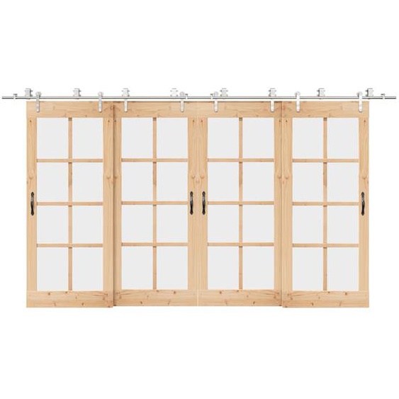 Kit fixation porte coulissante 400 cm Acier inoxydable Argenté