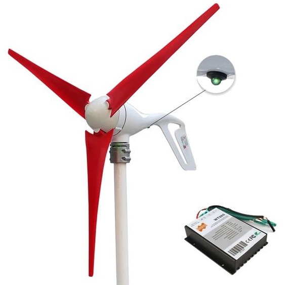 Kit générateur éolien, puissance 400W, régulateur PWM, 24V, 3 lames rouges, 400W
