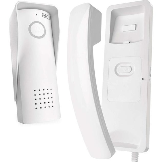 Kit interphone audio EMOS, sans fil, avec possibilité douvrir la porte, raccordement électrique (230 V/12 V), blanc, H1088