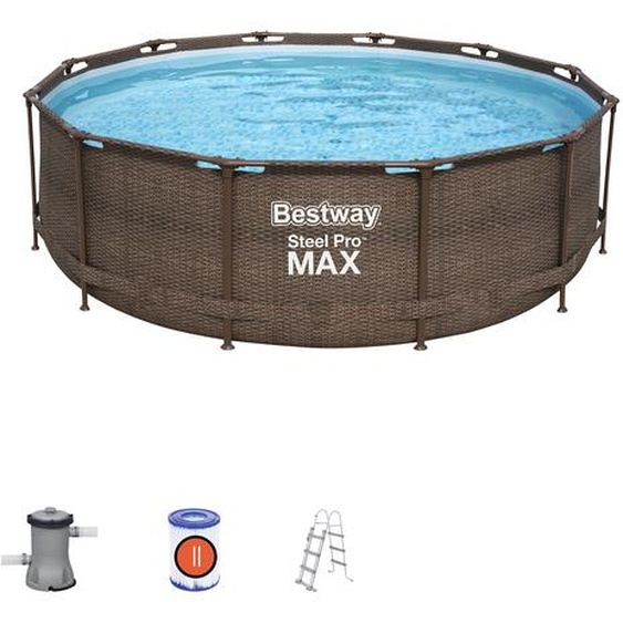 Bestway Steel Pro 56709, 9 150 l, piscine à armature, marron, 39,6 kg