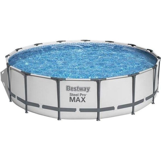 Piscine Hors Sol Tubulaire Bestway Steel Pro Max, 457 x 107 cm, Ronde, Avec Pompe de Filtration, Échelle et Bâche