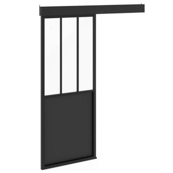 Idmarket - Kit porte coulissante verrière 83 cm en métal + mdf avec rail et fixations