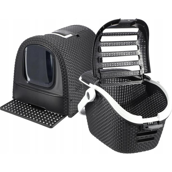 Kit pour chat - Bac à litière/litière et cage de transport - Plastique - Pour chats - Gris graphite