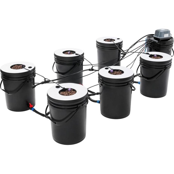 Kit système hydroponique, 7 seaux, culture en eau profonde, noir