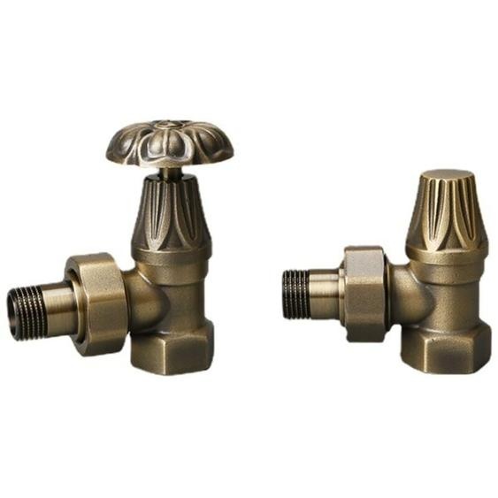 Kit vanne manuelle avec Poignée fleurie pour radiateur Fonte