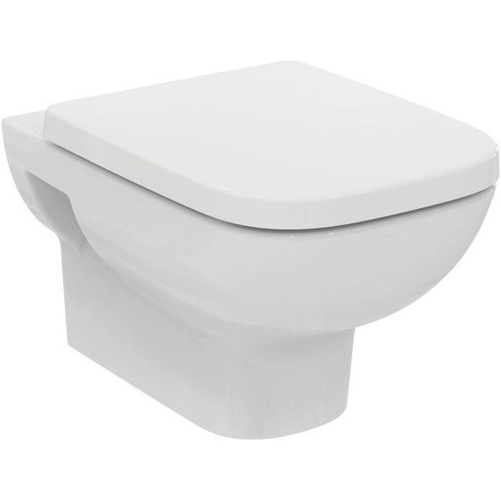 Kit WC i.life A, cuvette de toilette à poser, sans rebord, avec système de descente silencieuse, de couleur blanche