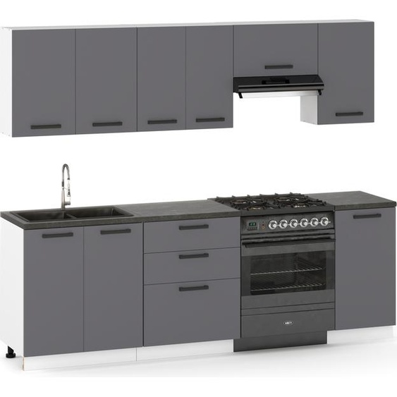 Kitchenette Bloc cuisine moderne Ensemble de meubles 220 cm Graphite