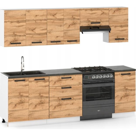 Kitchenette Bloc cuisine moderne Ensemble de meubles 240 cm Chêne Wotan