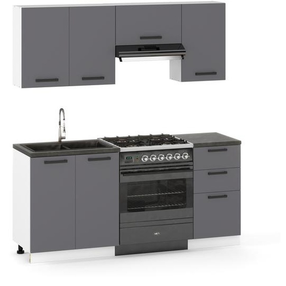 Kitchenette Bloc cuisine moderne Ensemble de meubles Barcelona180cm Graphite