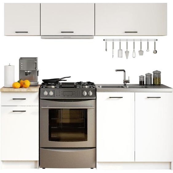 Kitchenette OLIWIA G1 1,8 m Modulaire Blanc 180 cm 6 portes 1 tiroir 6 étagères L180 x H174 x P46 cm