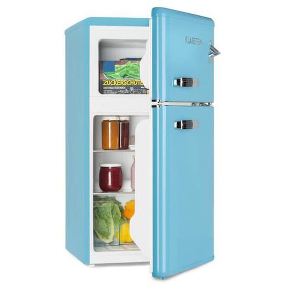 Klarstein Irene Combiné réfrigérateur 61L + congélateur 24L classe A+ rétro bleu