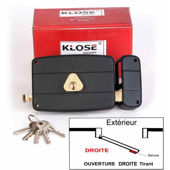 Klose Besser - Serrure Monopoint en Applique à Tirage Horizontale 140x92 mm - ( Similaire jpm cisa.... ) 3 clés 45mm - Droite